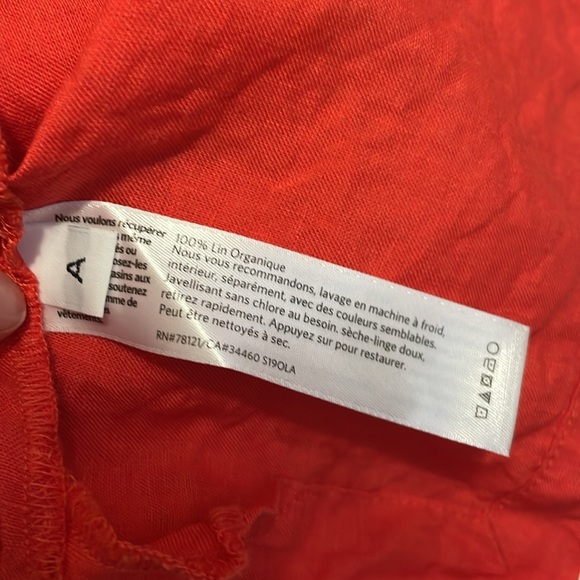 Red Organic Linen Eileen Fisher Button Up Shirt - Picture 6 of 8